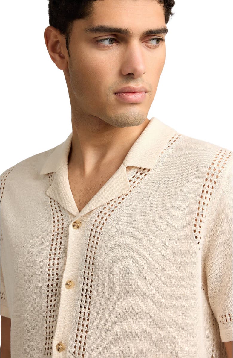 Onia Linen Knit Eyelet Camp Shirt, Alternate, color, 