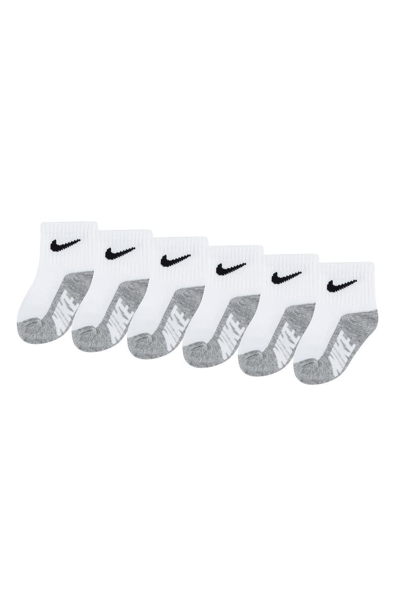 Nike Assorted 6-Pack Cotton Blend Socks, Main, color, White/ Dark Grey Heather
