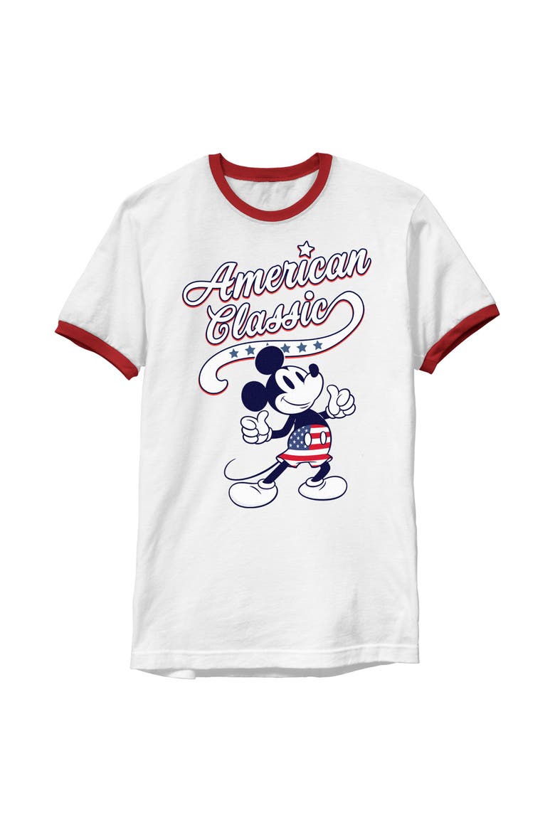 Men's Retro American Classic Short Sleeve Ringer T-Shirt, Main, color, White/Red