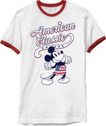 Mickey & Friends Men's Retro American Classic Short Sleeve Ringer T-Shirt