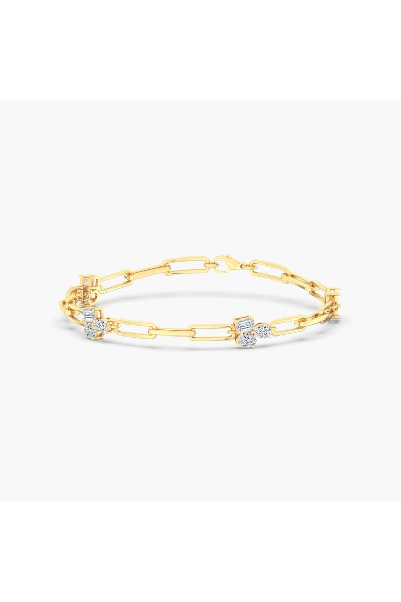 Multi Shape Cluster Paperclip Lab Diamond Bracelet in 14K, Main, color, Yellow Gold