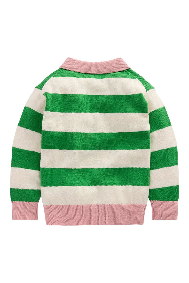 Kids' Stripe Rugby Sweater, Alternate, color, PEA GREEN/ ECRU MARL