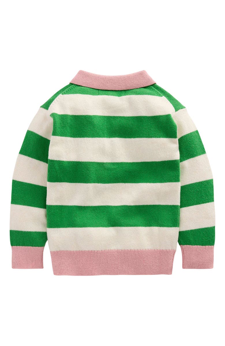 Mini Boden Kids' Stripe Rugby Sweater, Alternate, color, Pea Green/ Ecru Marl