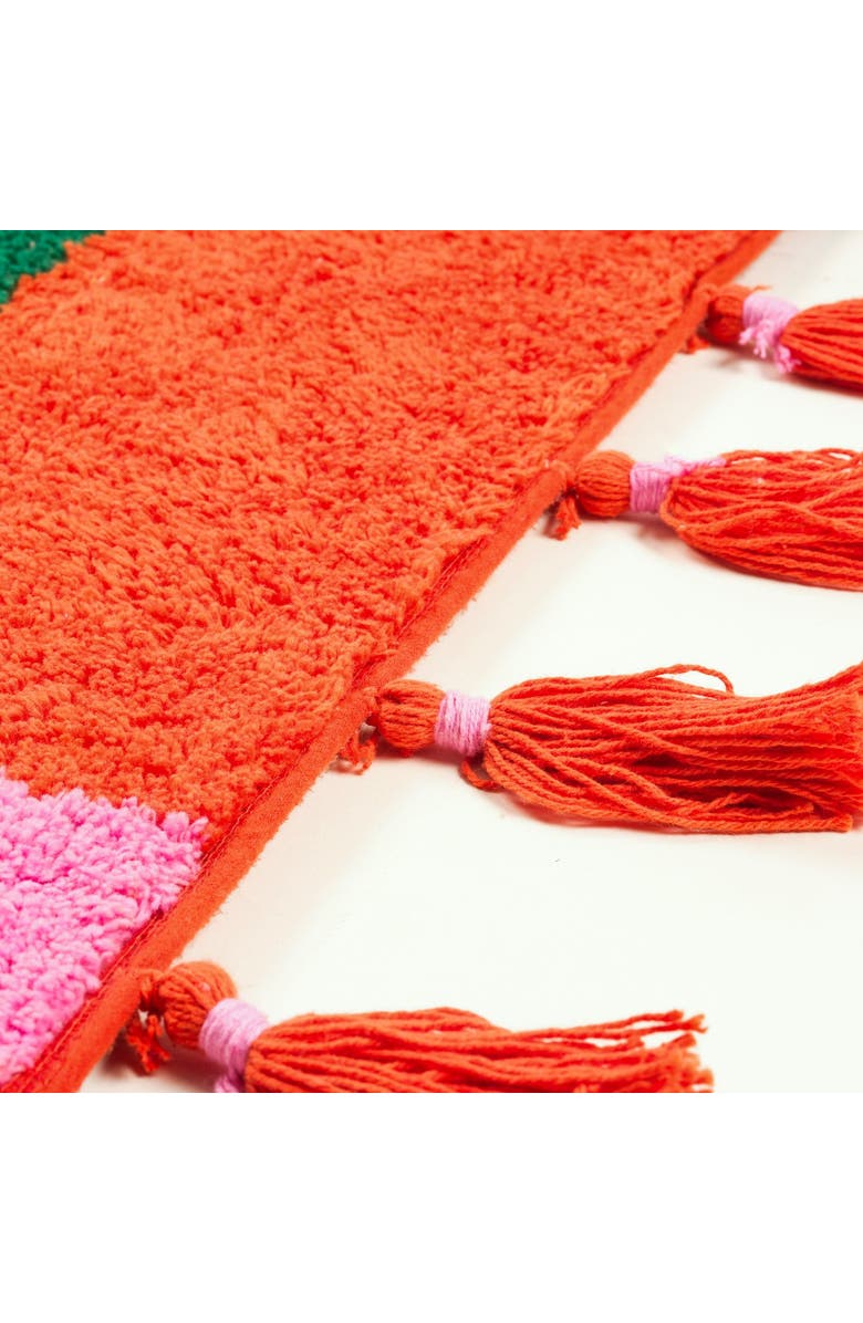 Zsa Zsa Zsu Punjab Tasseled 100% Cotton Bath Mat 24X35 In Fun, Alternate, color, Red