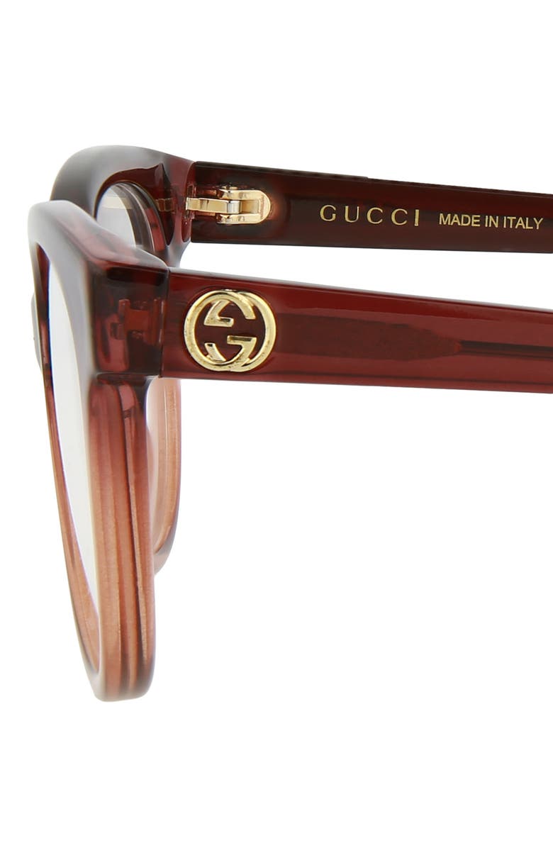 Gucci 52mm Cat Eye Optical Glasses, Alternate, color, Brown Brown Transparent