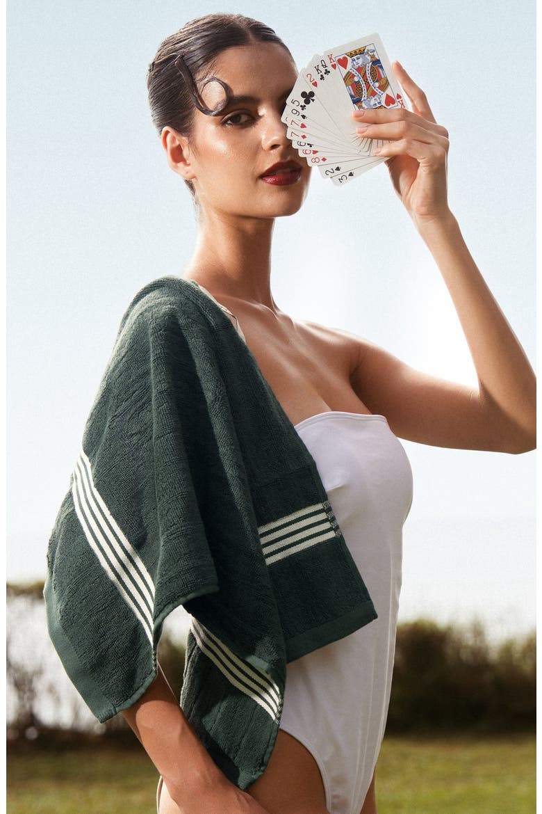 Nautilus 2-Piece Hand Towel Set, Alternate, color, Verdant / Ecru
