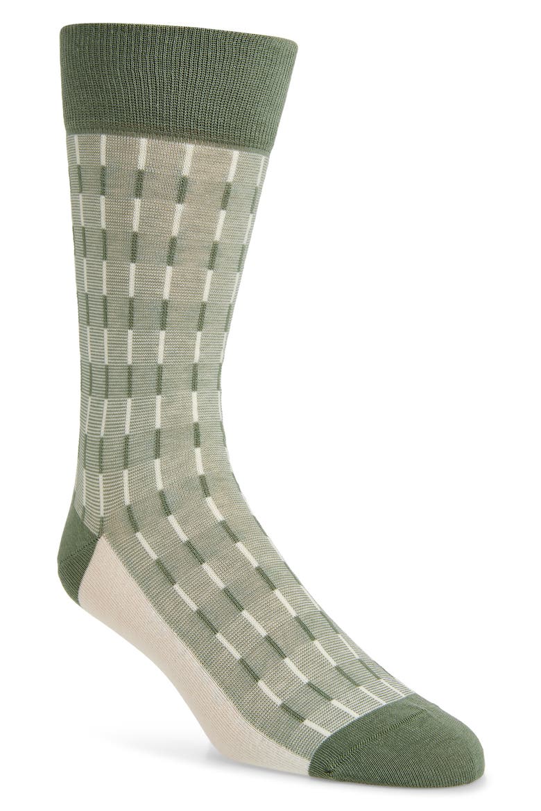 Stripe Cotton Blend Dress Socks, Main, color, GREEN