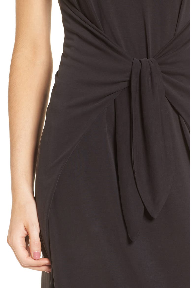 Knotted Midi Dress, Alternate, color, BLACK