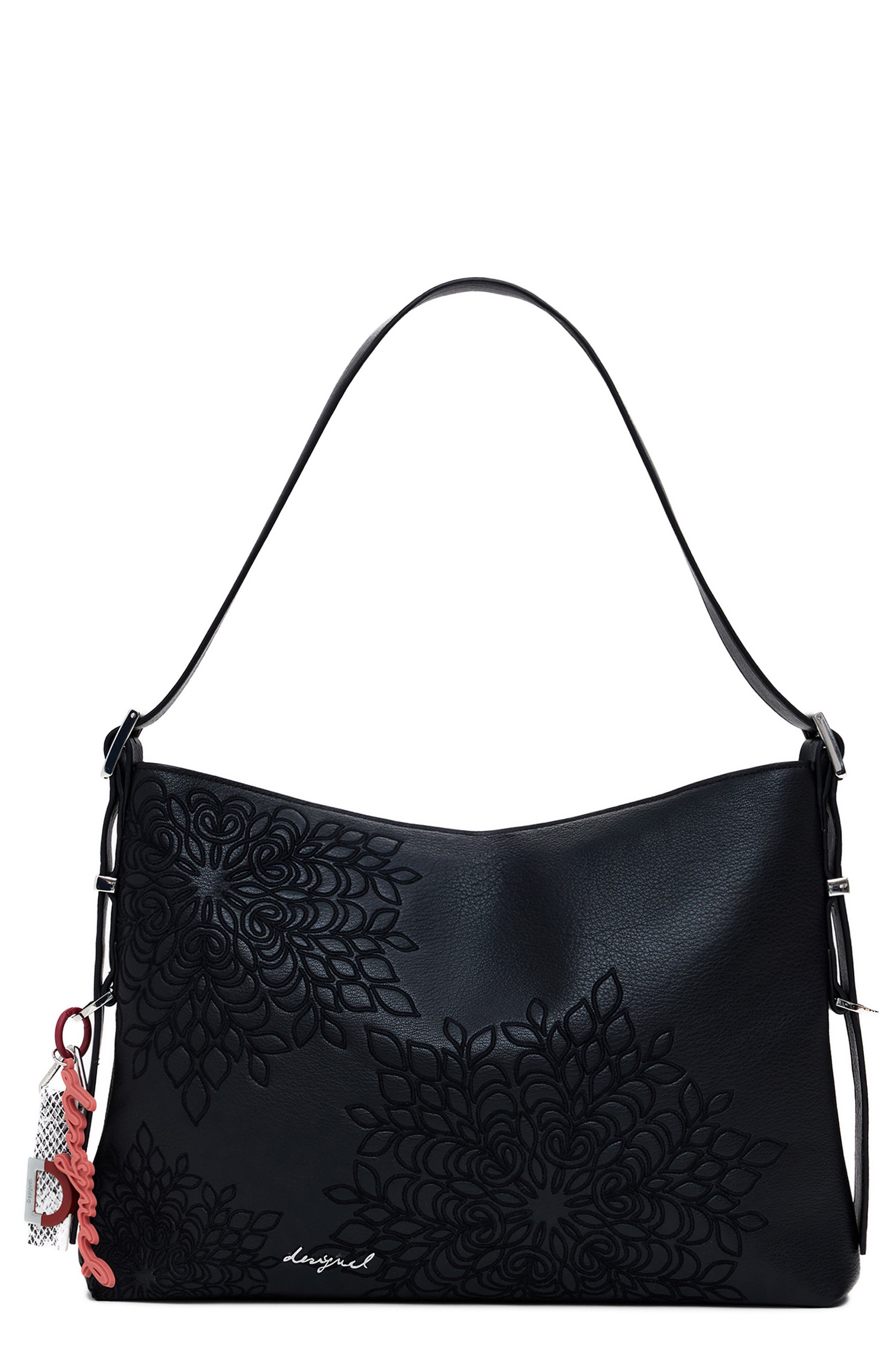 Desigual Faux Leather Shoulder Bag, Main, color, Black