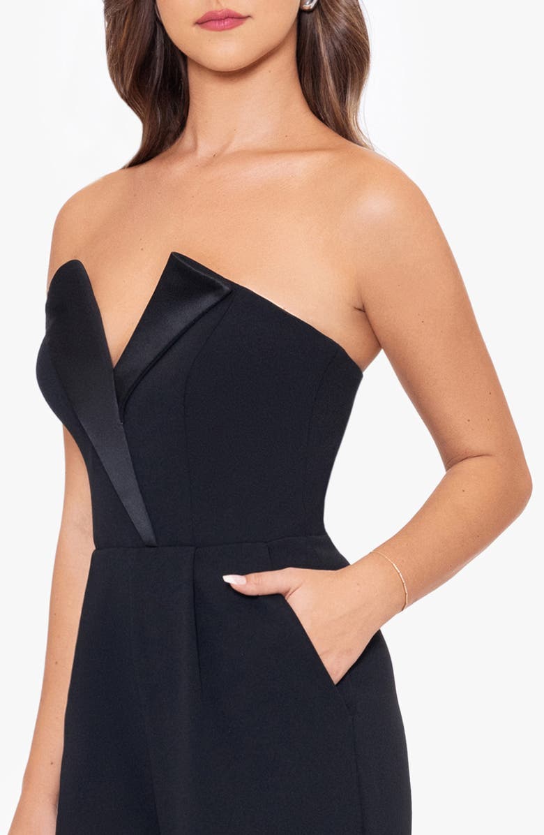 Betsy & Adam Tux Strapless Scuba Crepe Jumpsuit, Alternate, color, 