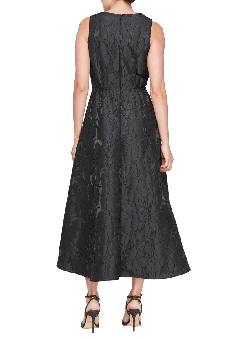Floral Sleeveless High-Low Gown, Alternate, color, BLACK