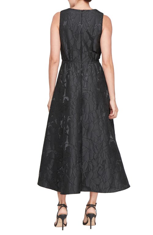 Sl Fashions Floral Sleeveless High-low Gown In Black