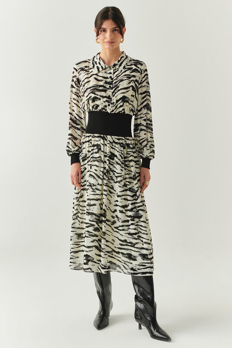 Paulina Midi Dress, Main, color, BLACK-BONE
