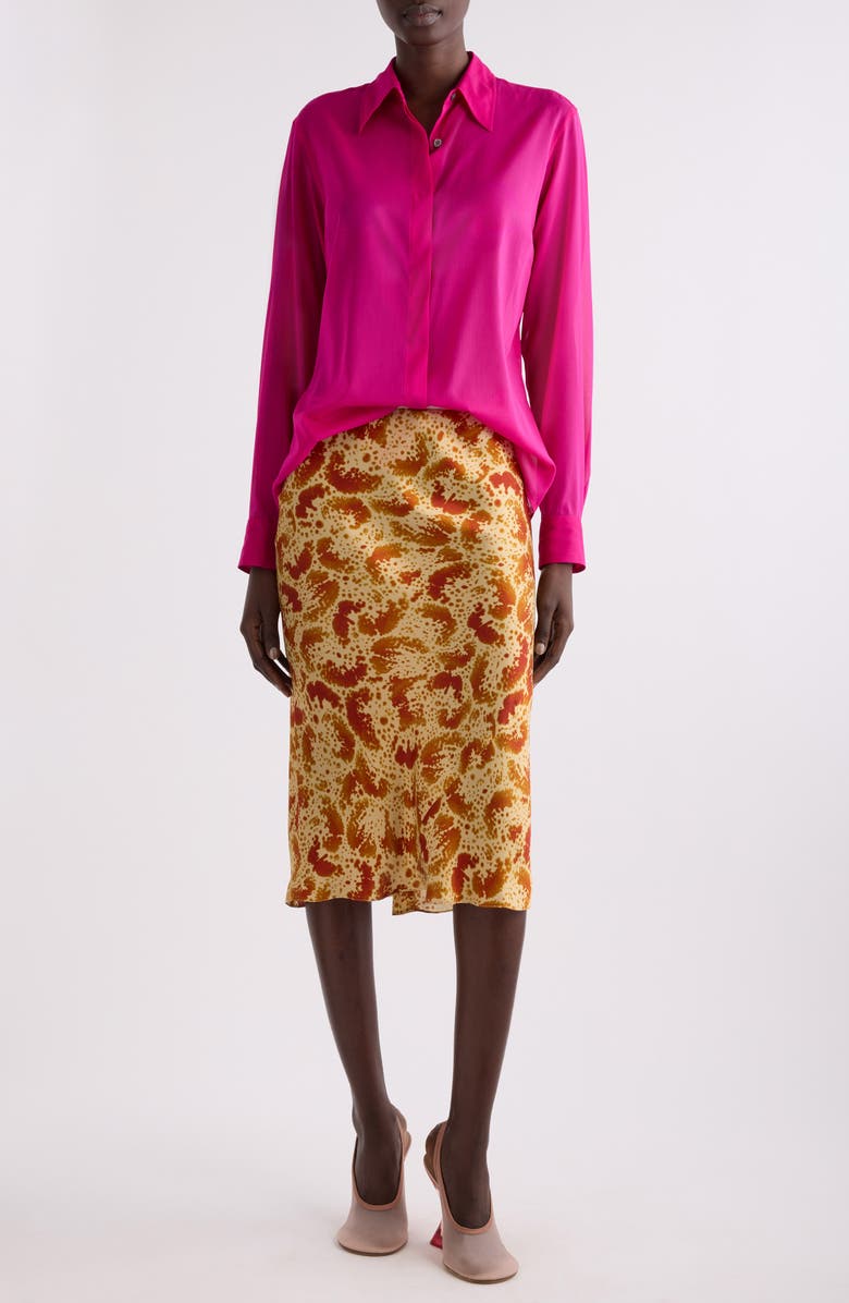 Dries Van Noten Chowy Stretch Silk Button-Up Shirt, Alternate, color, 