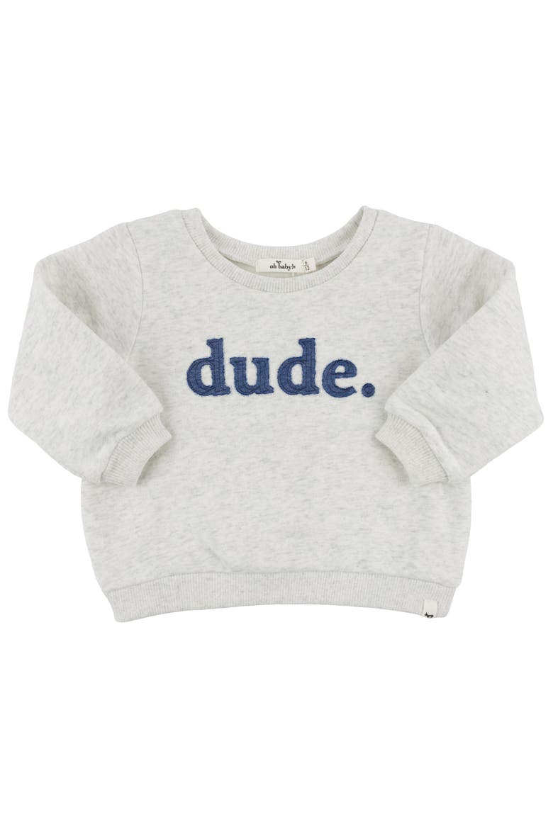 "Dude" Denim Applique Brooklyn Boxy, Main, color, Heather Grey