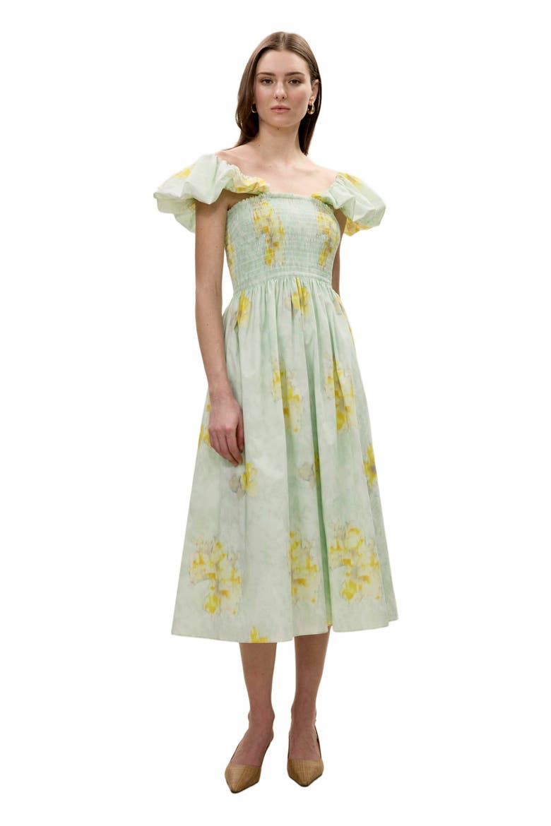 Yara Poplin Midi Dress, Main, color, SAGE COMBO