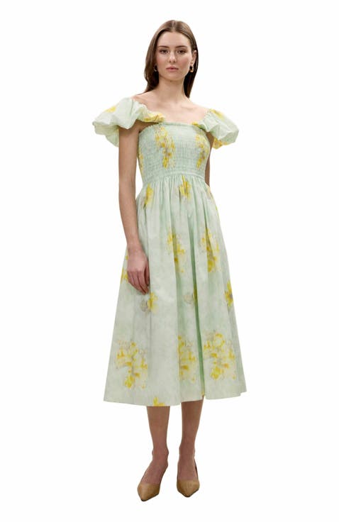 Hibiscus Ruched Mesh Maxi Dress - Rebecca Taylor
