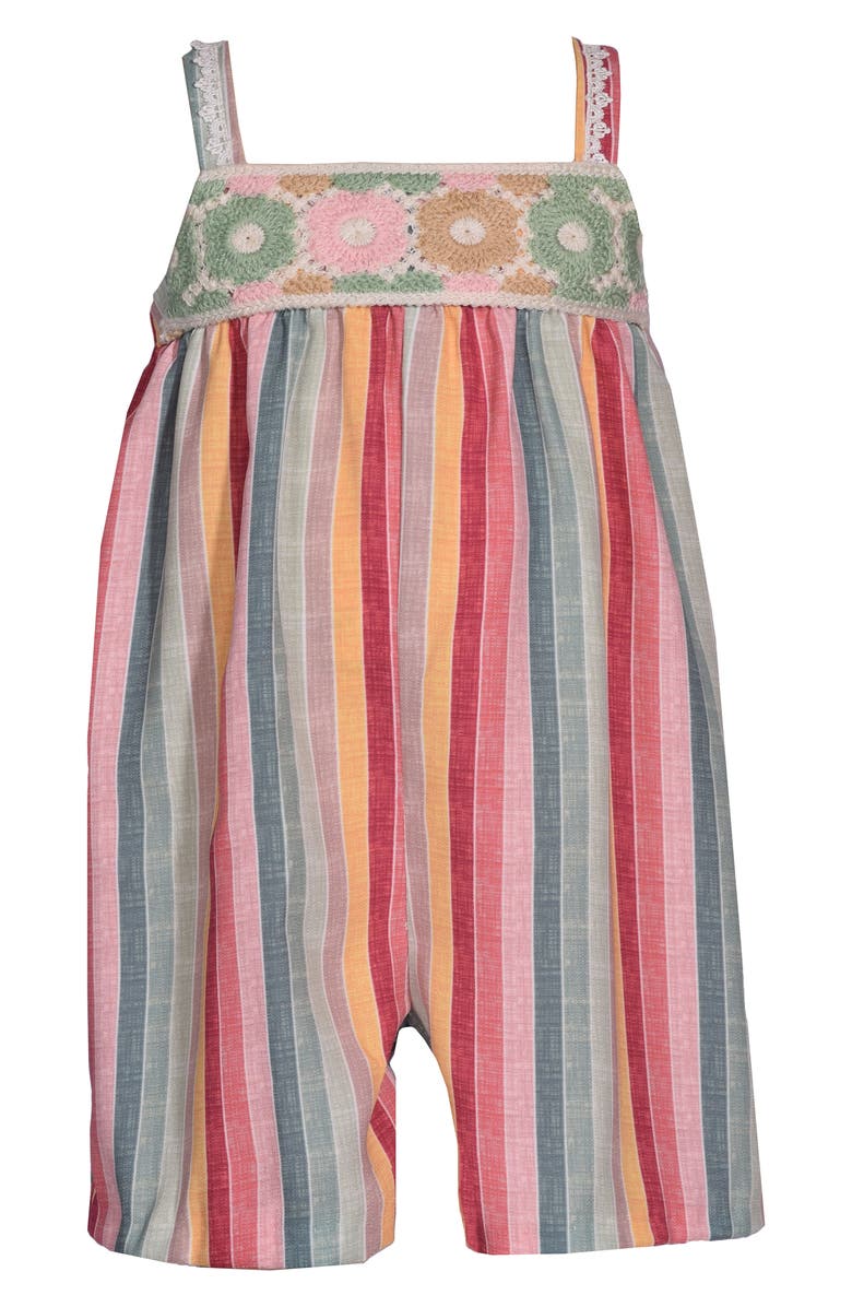 Crochet Trim Stripe Romper