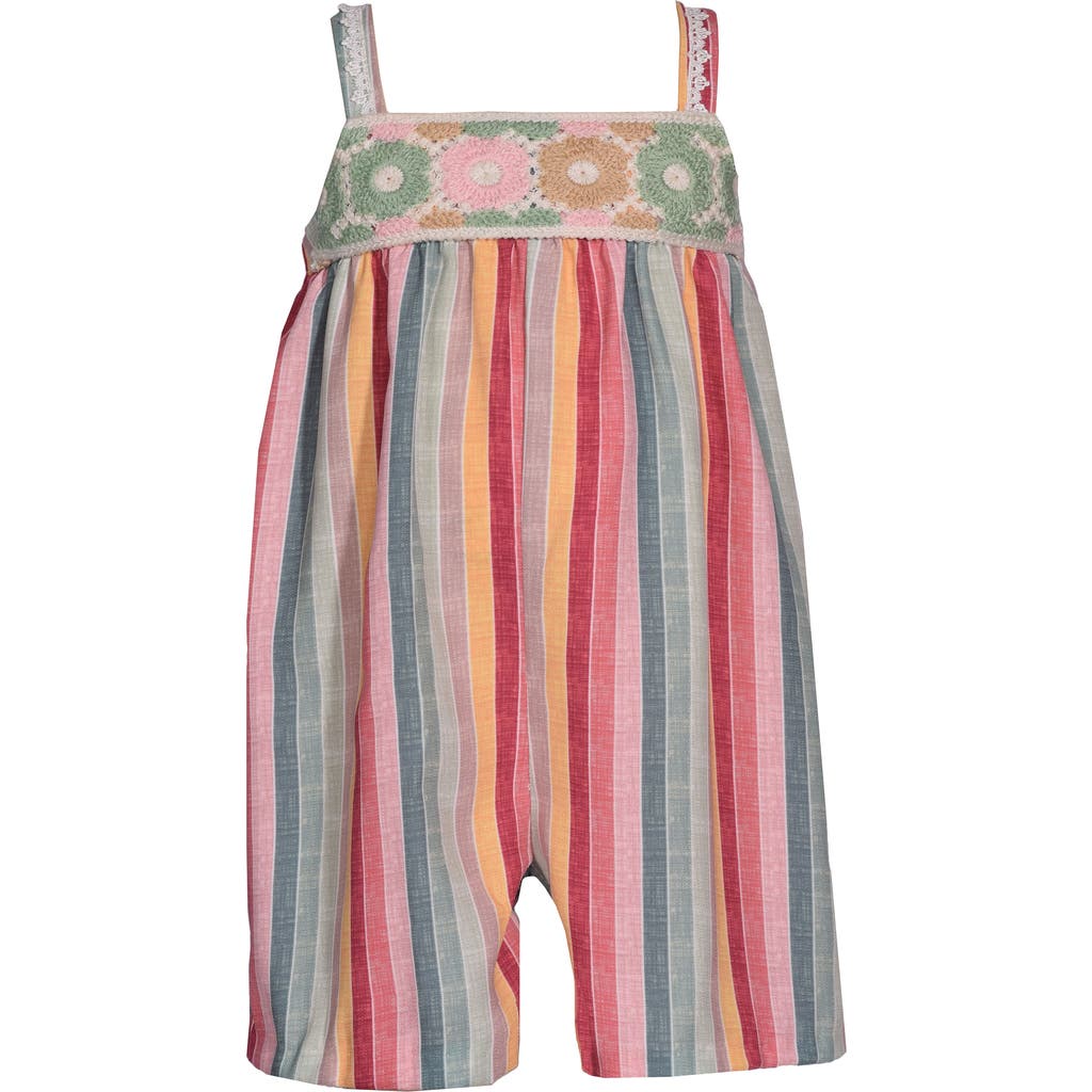 Gerson & Gerson Crochet Trim Stripe Romper