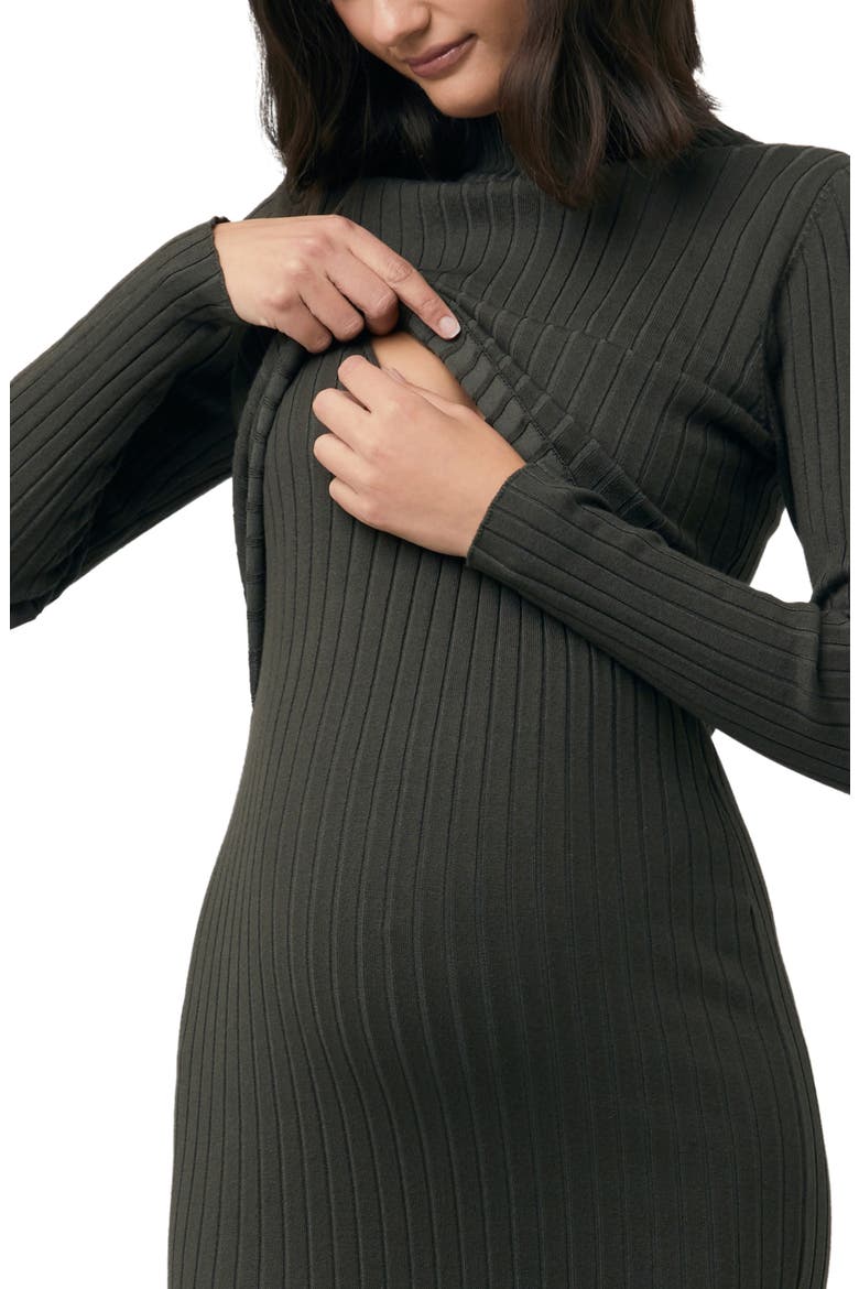 Nella Long Sleeve Rib Maternity Dress, Alternate, color, IVY