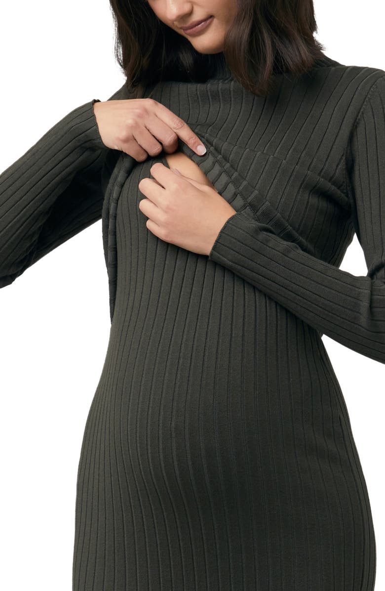 Ripe Maternity Nella Long Sleeve Rib Maternity Dress, Alternate, color,