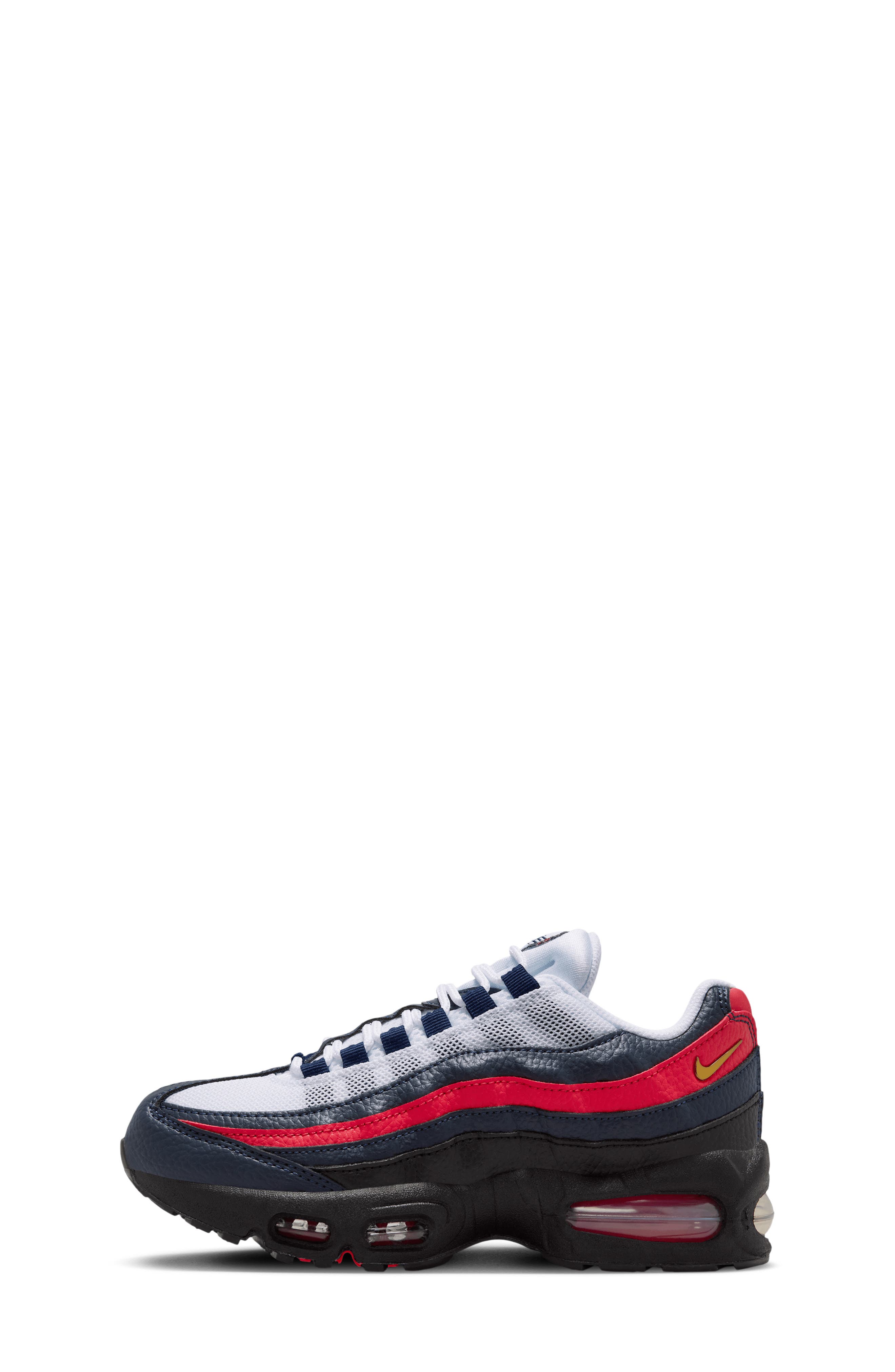 Nike Kids' Air Max 95 SE Sneaker, Alternate, color, Obsidian/ Red/ White/ Gold