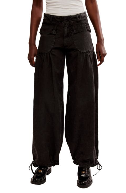 Lotus Drawstring Wide Leg Jeans (Smoke Show)