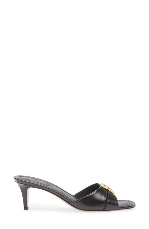 Fendi Fold Leather Kitten-heel Sandals In Black