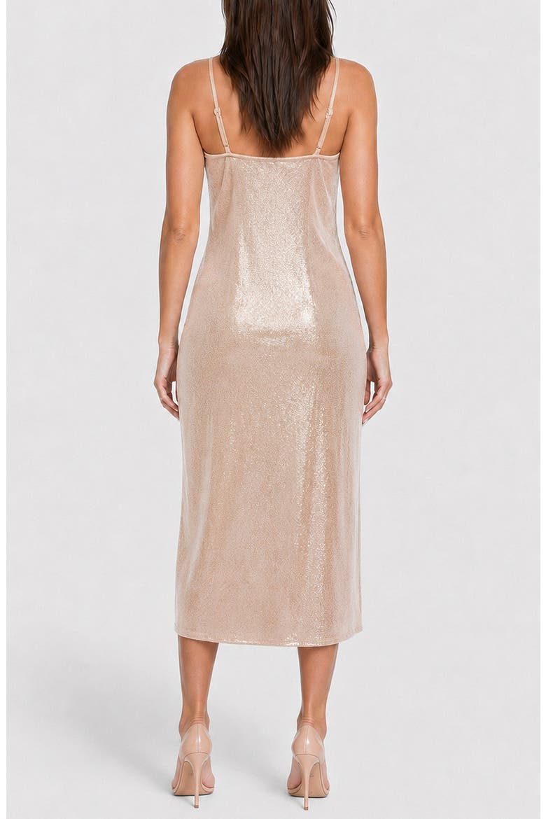 Cowl Neck Sleeveless Midi Dress, Alternate, color, NUDE/ SILVER