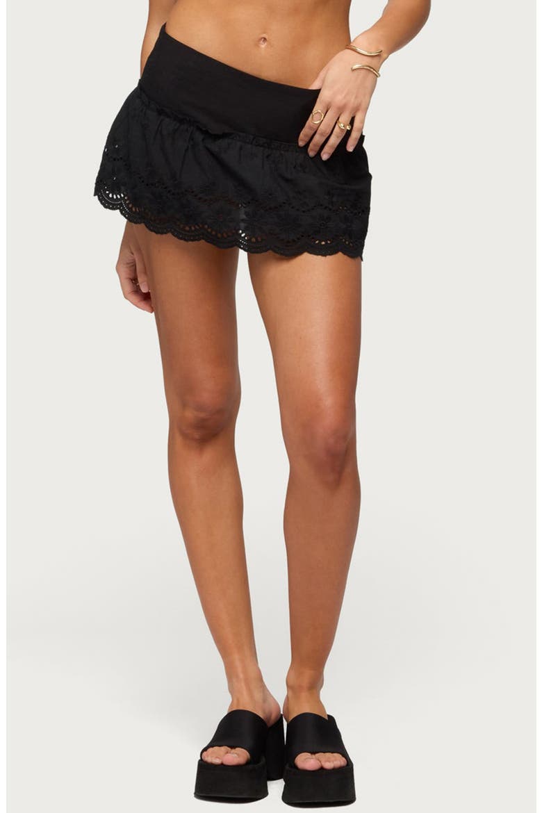 Iriana Cotton Eyelet Miniskort, Alternate, color, BLACK