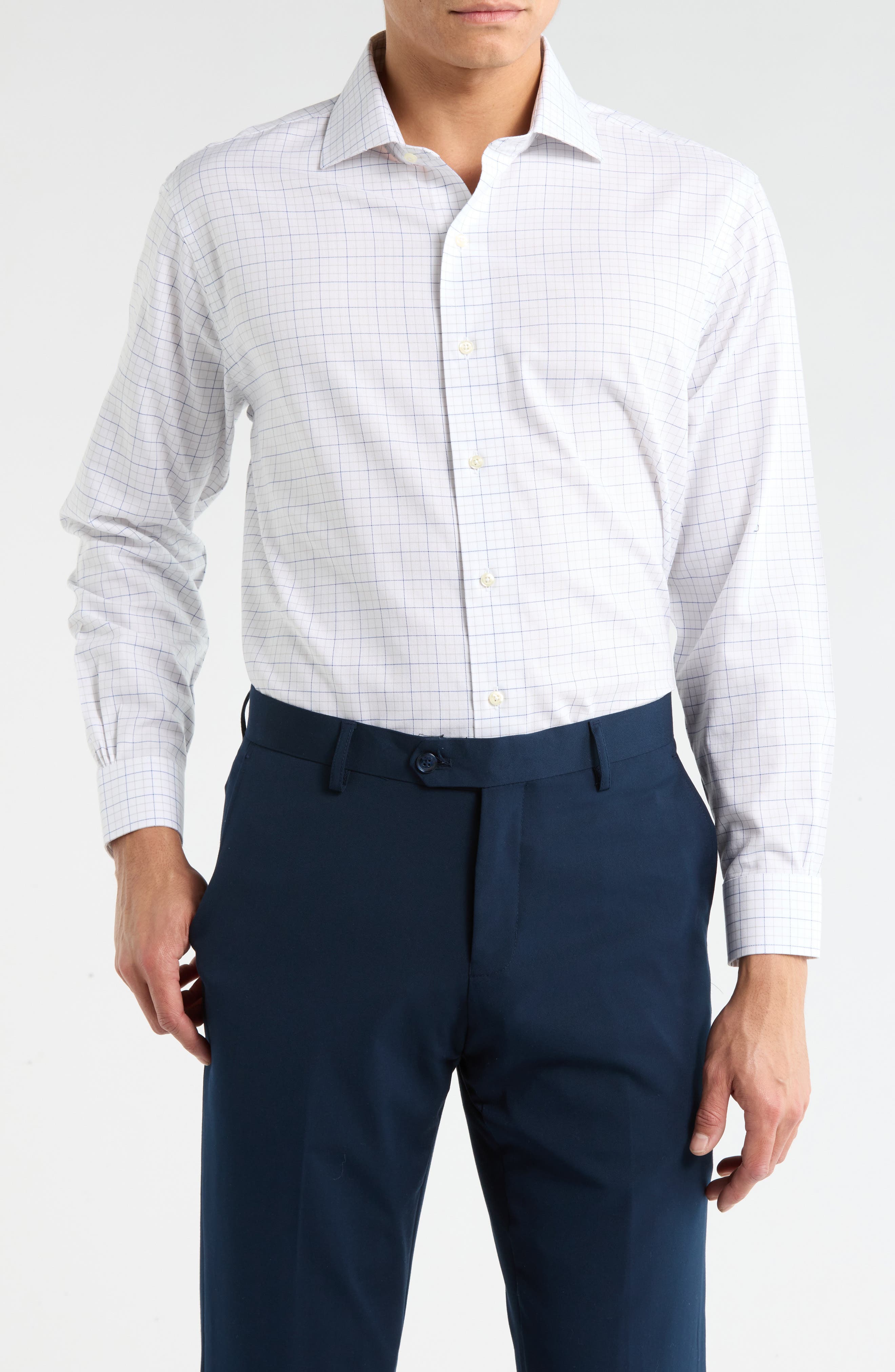 Brooks Brothers Grid Print Non-Iron Regular Fit Dress Shirt