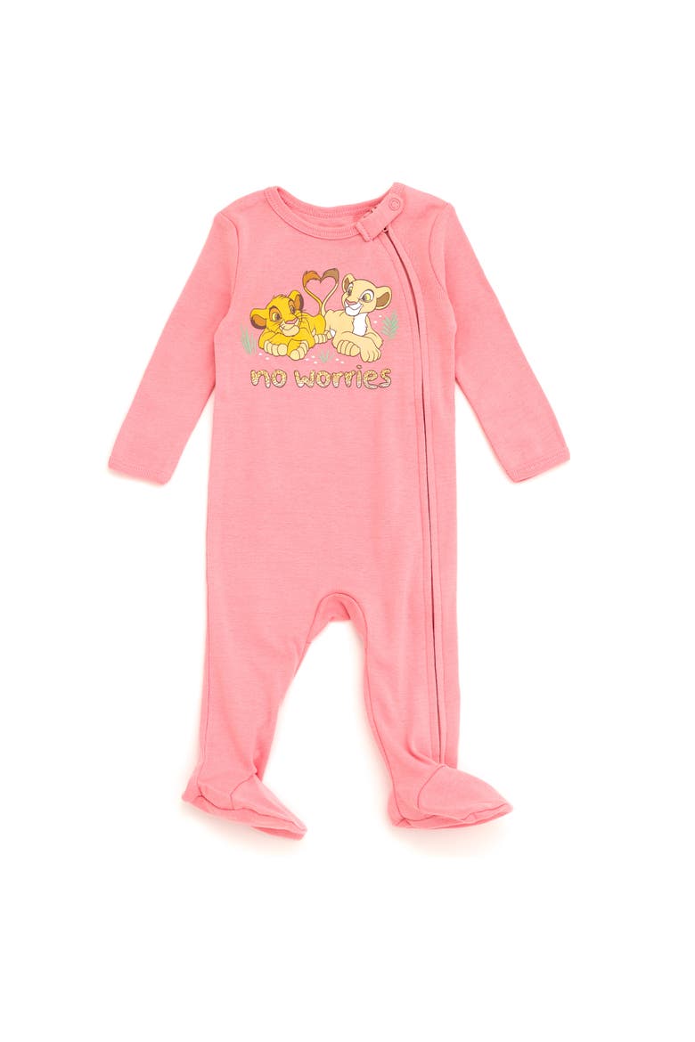 Lion King 2-Pack Footed Sleep N' Play Coveralls, Alternate, color, Lion Pink Oatmeal