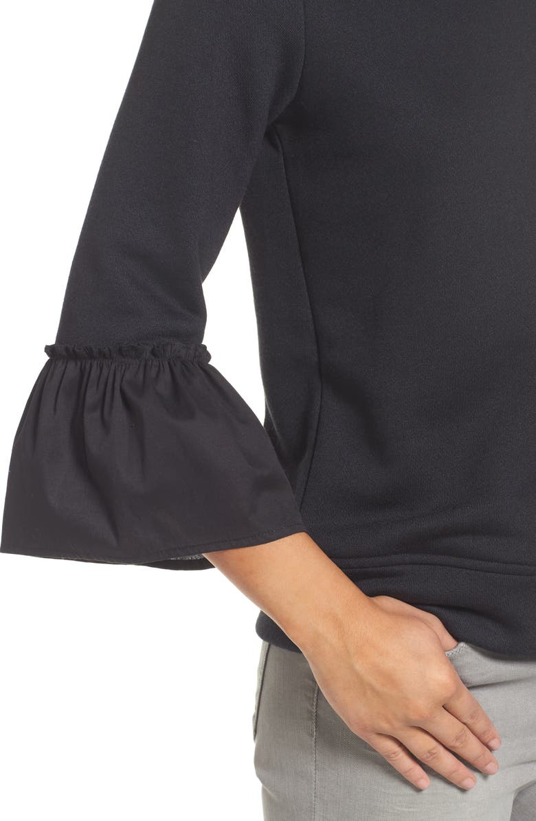 GIBSONLOOK Gibson Ruffle Sleeve Stripe Sweatshirt, Alternate, color, 