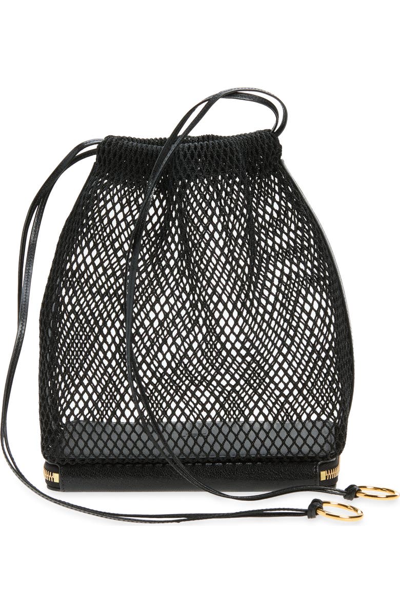 Alaïa Le Pochon Fishnet Shoulder Bag, Alternate, color, Noir 999