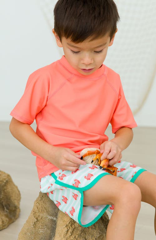 Ruggedbutts Short Sleeve Two-piece Rashguard Swimsuit In Orange