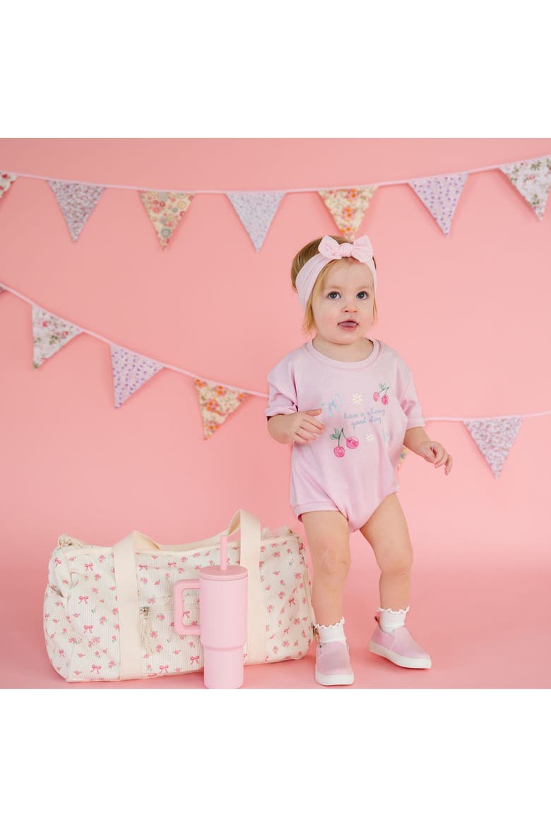 Cherry Good Day Short Sleeve Romper, Alternate, color, Ballet Pink