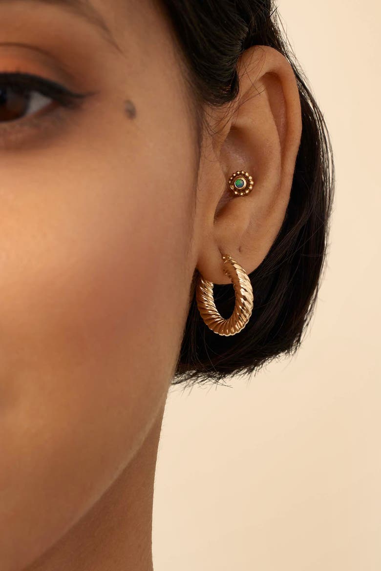 14K Yellow Gold Goddess Bold Hoops, Alternate, color, Yellow Gold