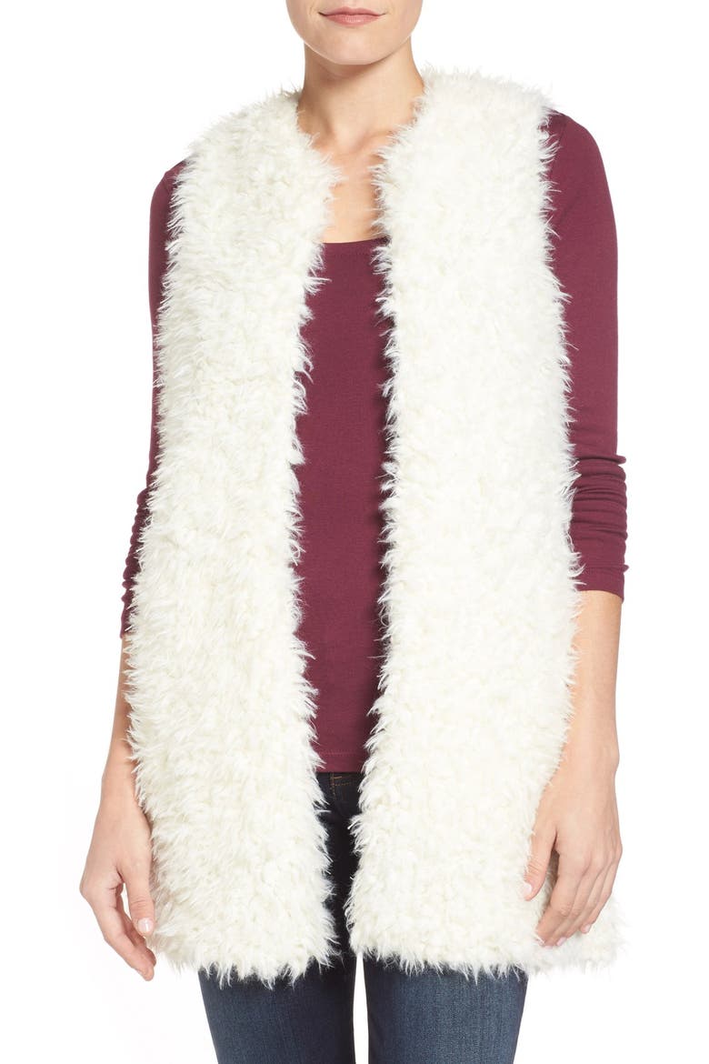 'Mac' Faux Fur Vest, Main, color, IVORY