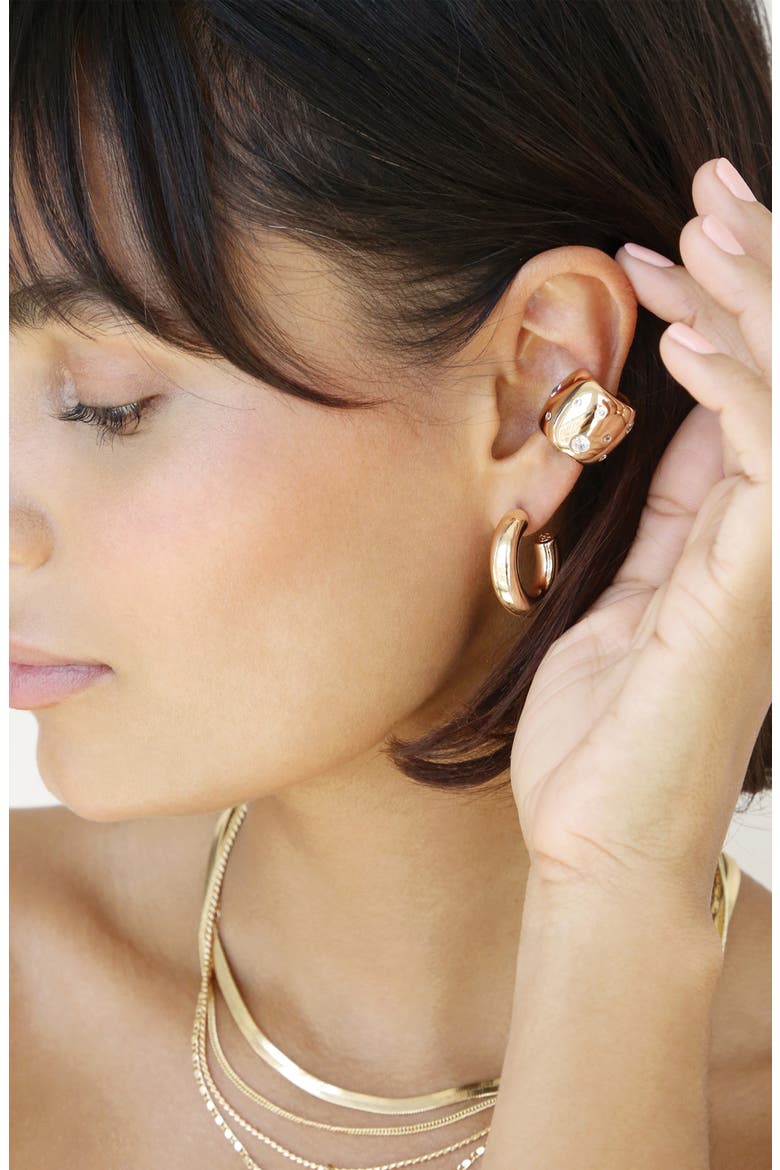 Scattered Cubic Zirconia Chunky Ear Cuff, Alternate, color, GOLD