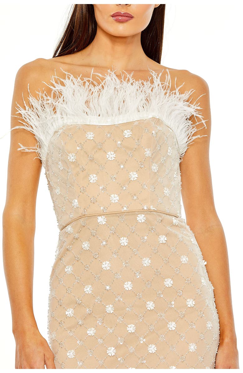 Mac Duggal Floral Embellished Mesh Gown with Blouson Bodice and Fitted Skirt, Alternate, color, Ivory Nude