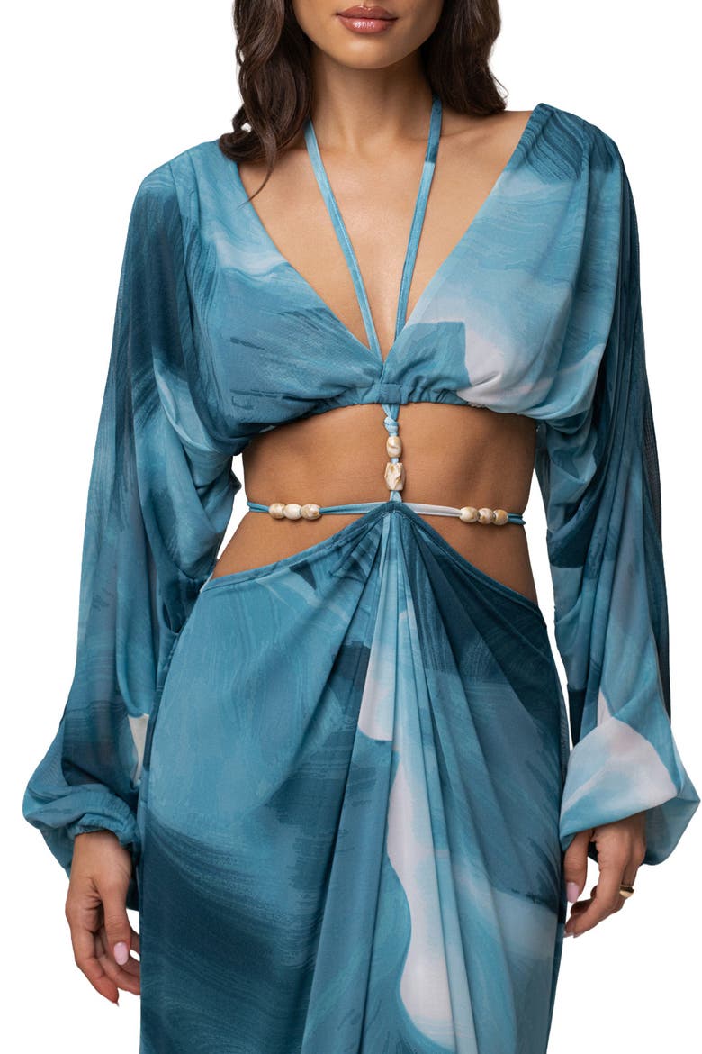 Selene Draped Top, Main, color, Sunset Blue
