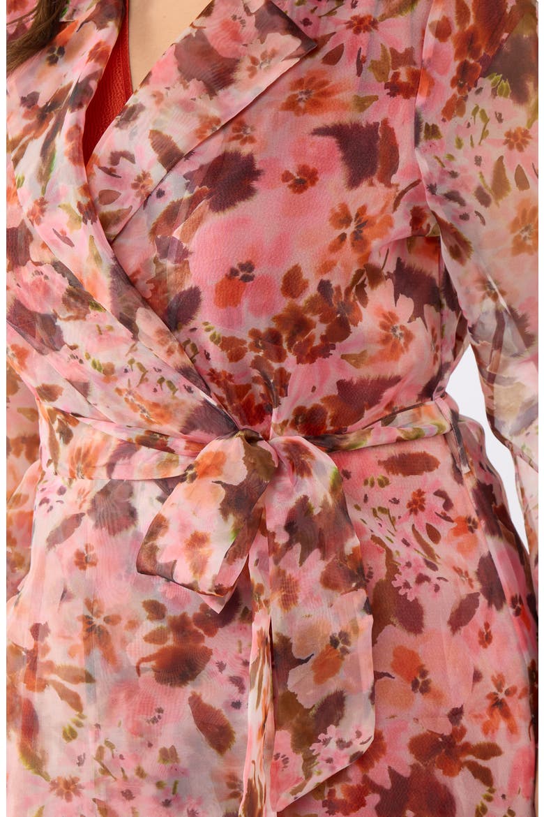 Atreides Floral Print Chiffon Trench Coat, Alternate, color, PRINT
