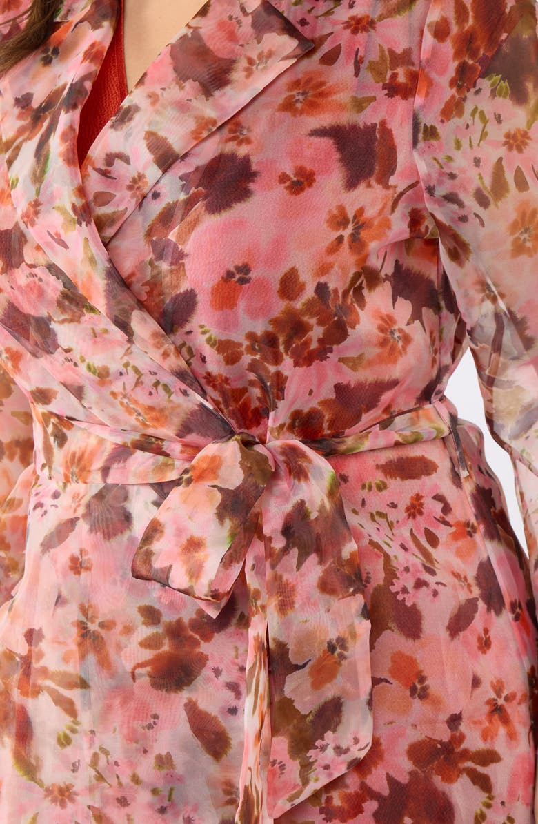 Estelle Atreides Floral Print Chiffon Trench Coat, Alternate, color, Print