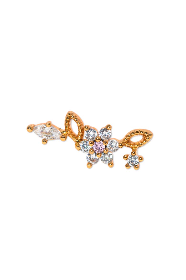 Sparkle Flower Piercing Style Single Stud Earring, Main, color, GOLD