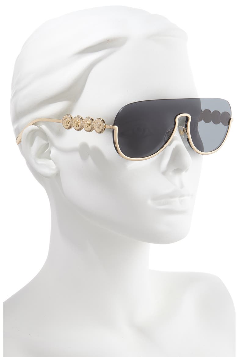 138mm Pilot Shield Sunglasses, Alternate, color, GOLD