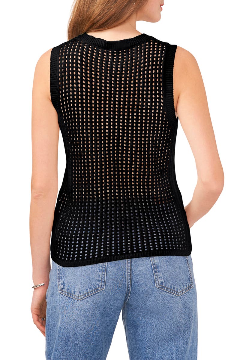 Vince Camuto Open Knit Sweater Tank, Alternate, color, Rich Black