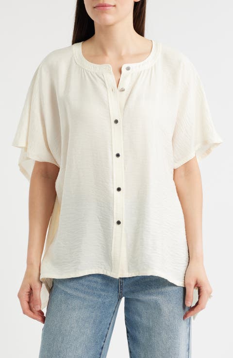 Textured Voile Button-Up Shirt