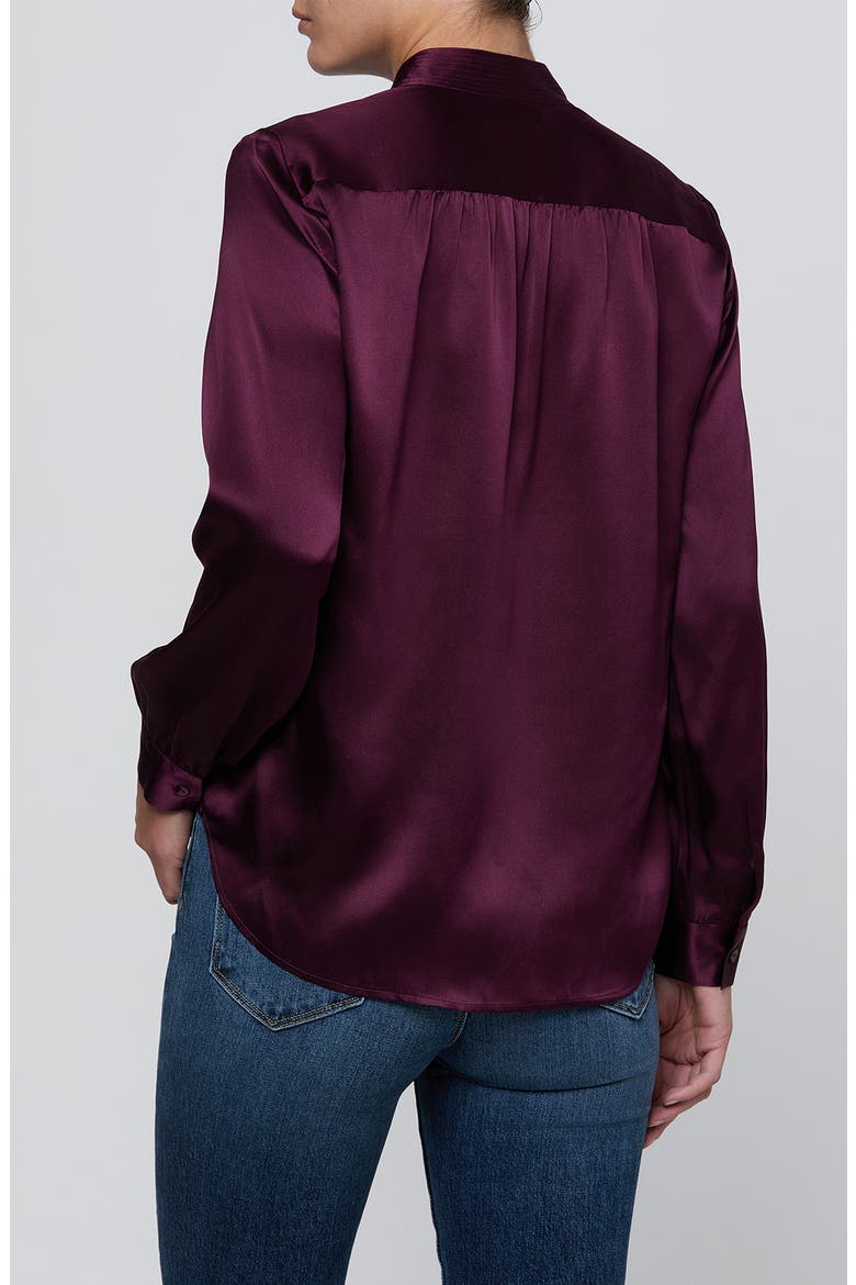 Bianca Silk Satin Blouse, Alternate, color, DARK PLUM
