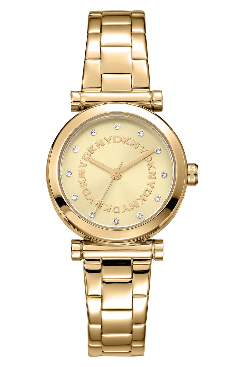 Essentials Crystal Marker Bracelet Watch, 28mm, Main, color, CHAMPAGNE