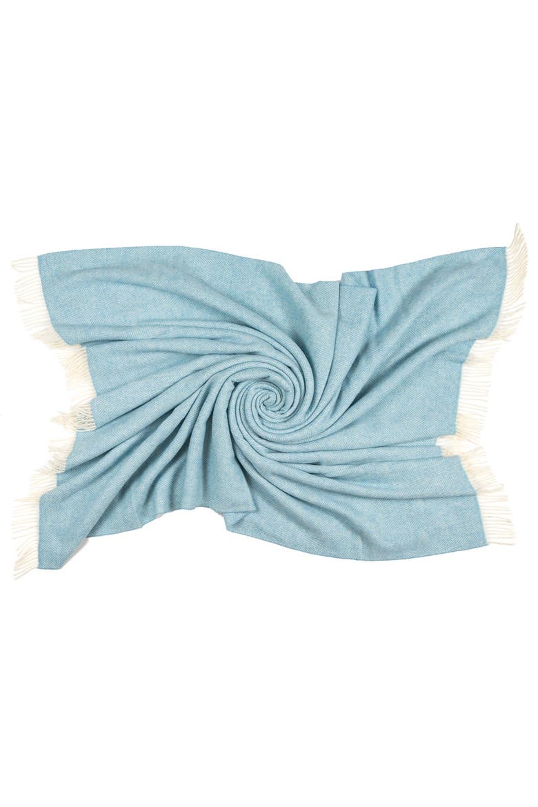 Southampton Home Merino Wool Herringbone Throw, Alternate, color, Sky Blue